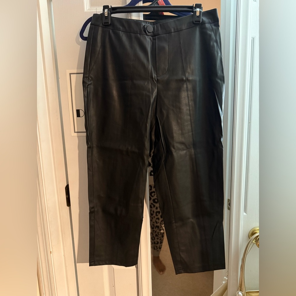 Women's Black 3/4 Length Faux Leather Pants